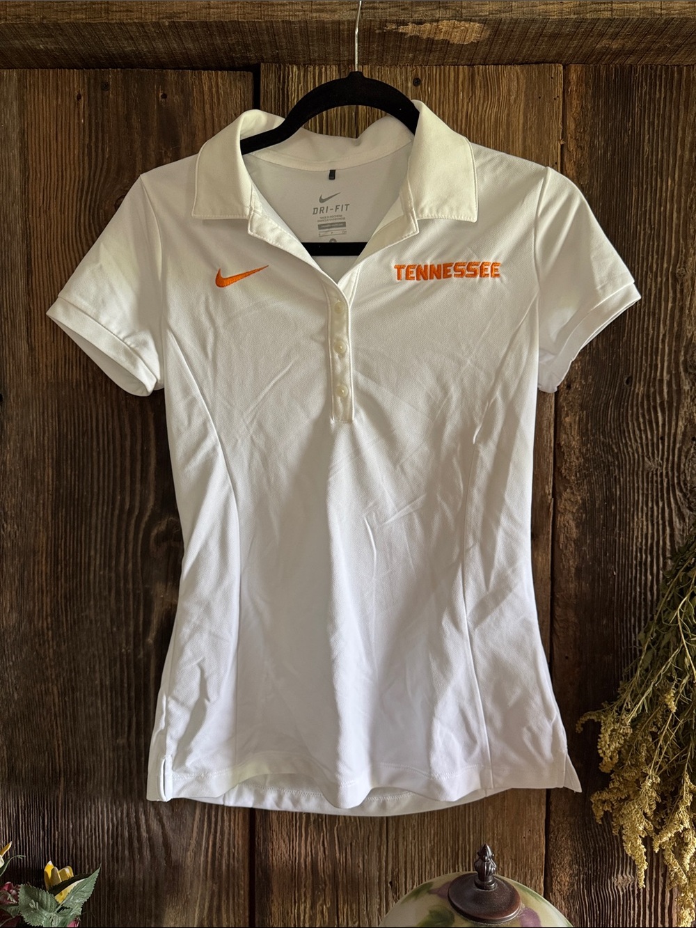 Nike White Short-Sleeve Dri-FIT Tennessee Polo with Orange Accents